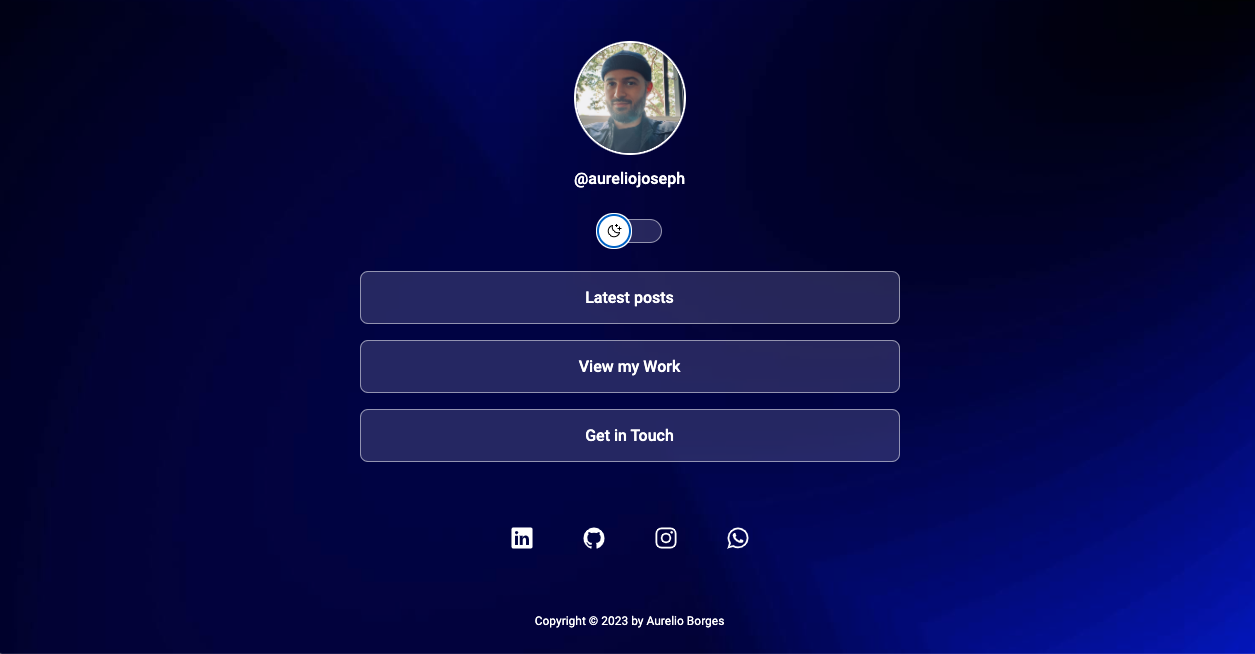 Screenshot of LinkTree Landing Page
